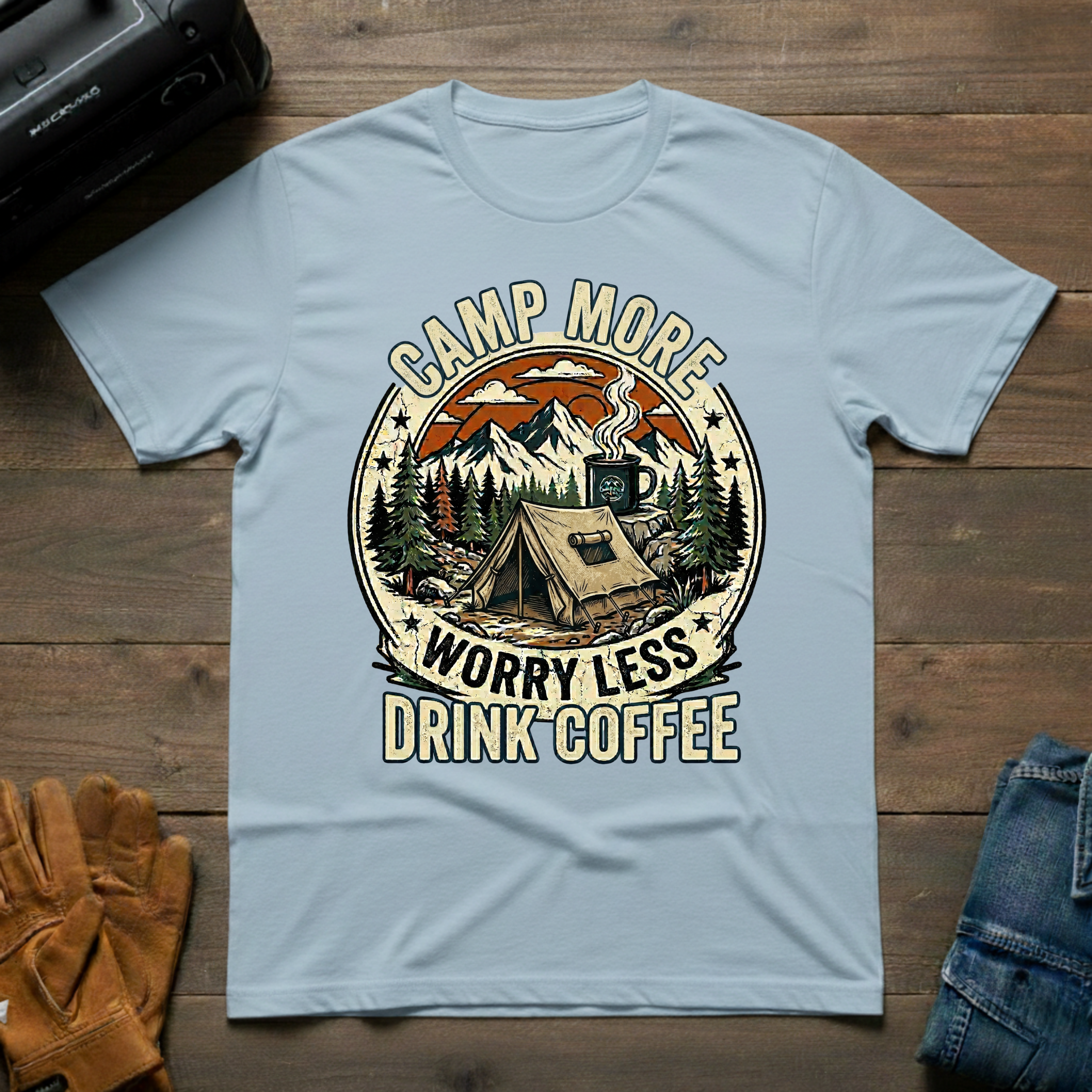 Camp More, Worry Less – Unisex T-Shirt