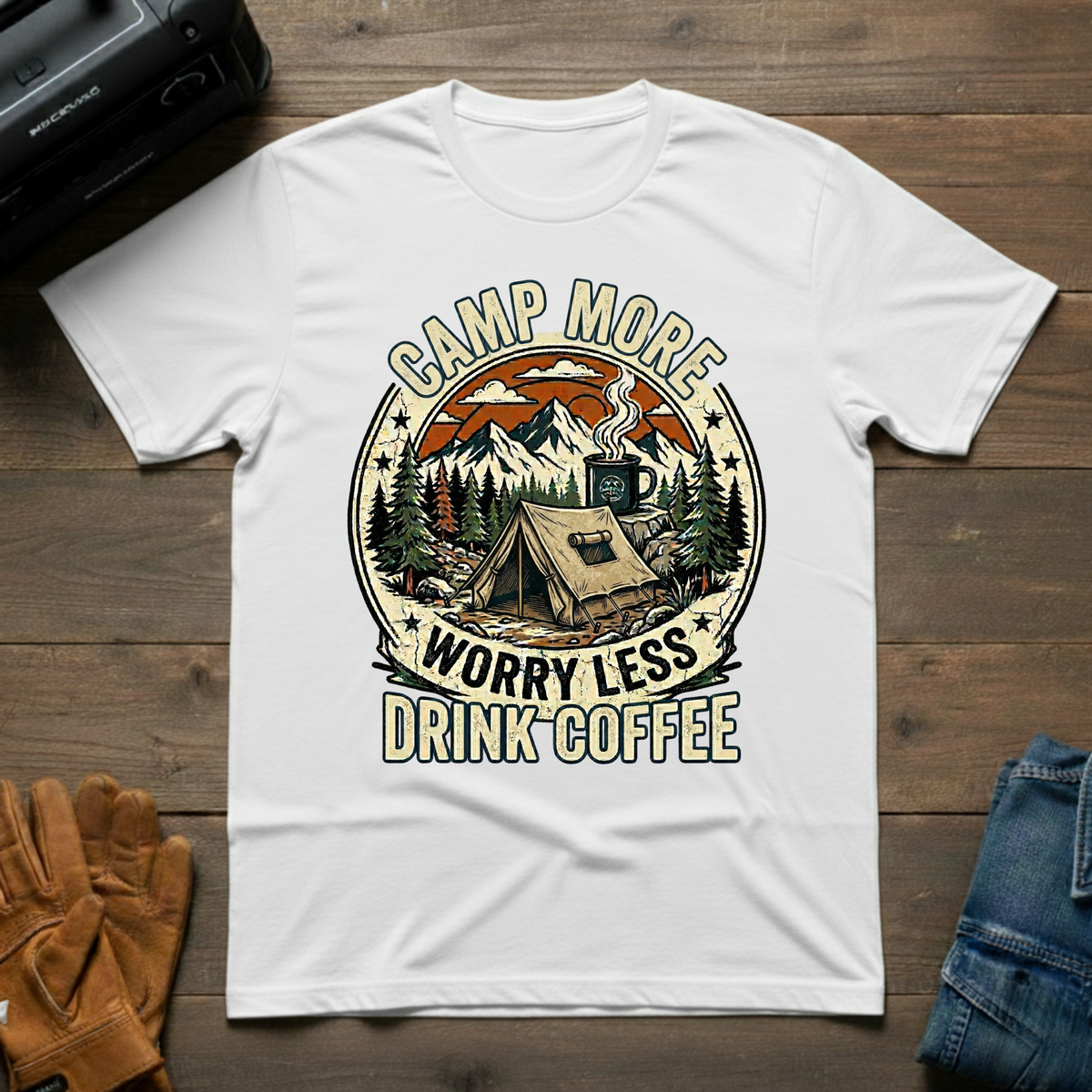 Camp More, Worry Less – Unisex T-Shirt